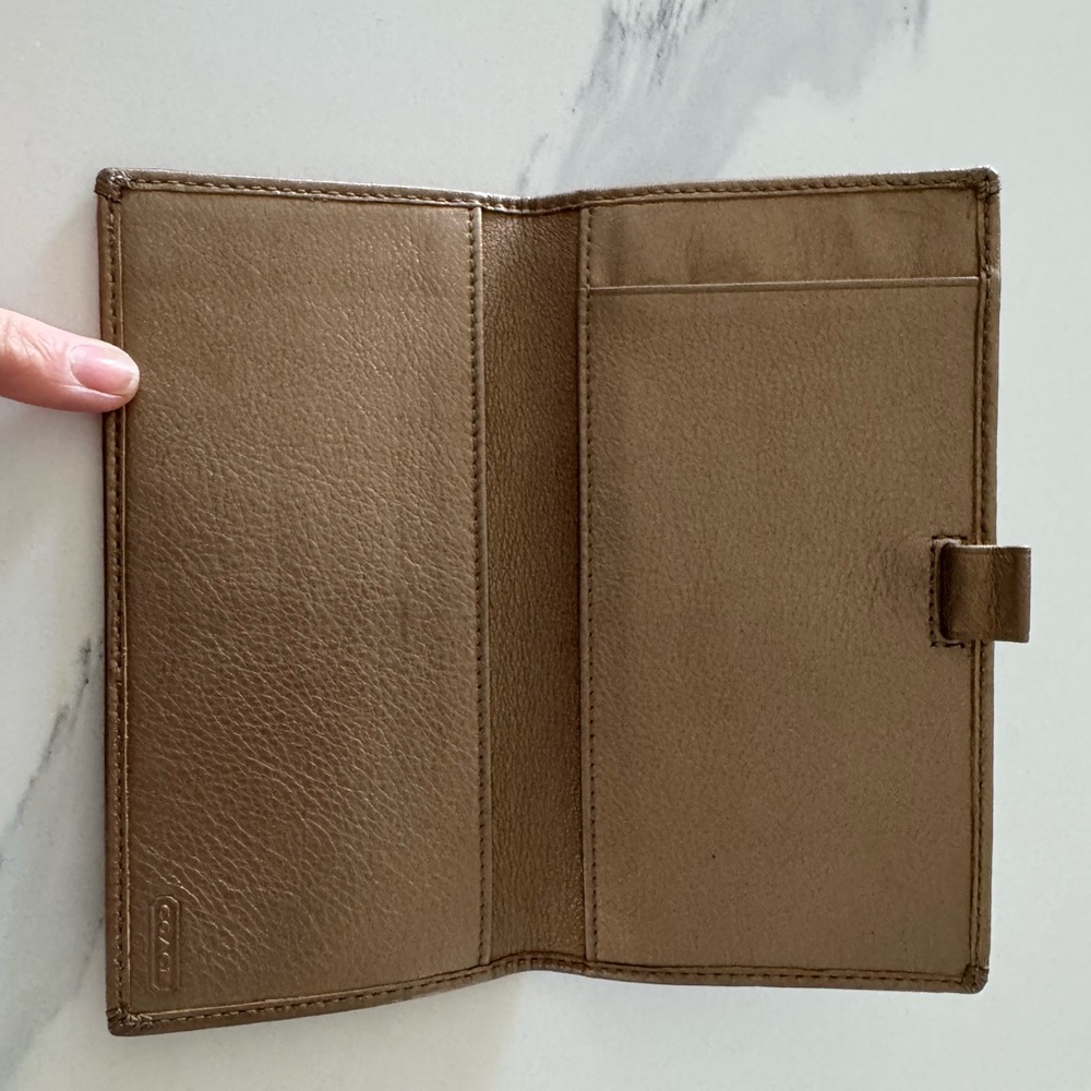 Coach Metallic Taupe Signature Continental Wallet/Checkbook Holder - Picture 3 of 4